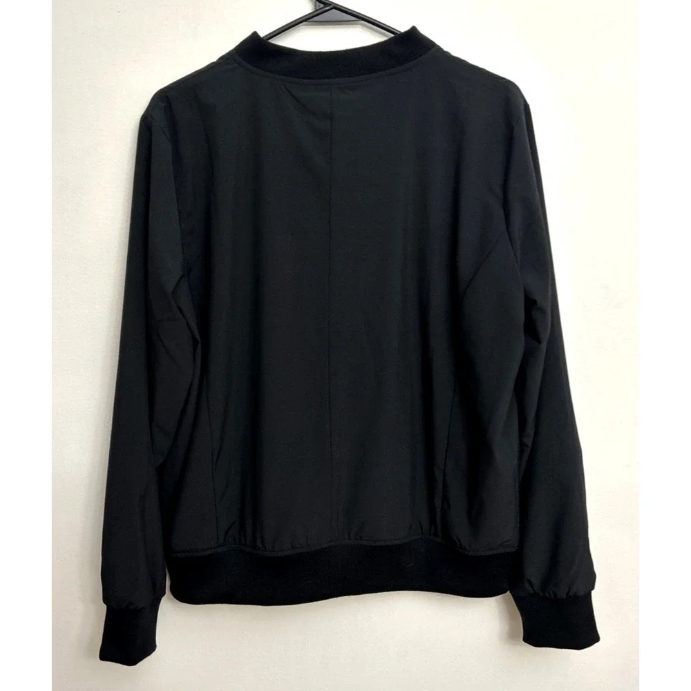 Banana Republic Sporty Bomber Jacket Black Women's M Minimalist Neutral Full Zip